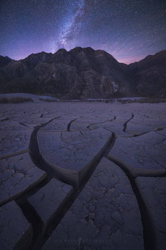 Death Valley Milky Way Cracks Desert