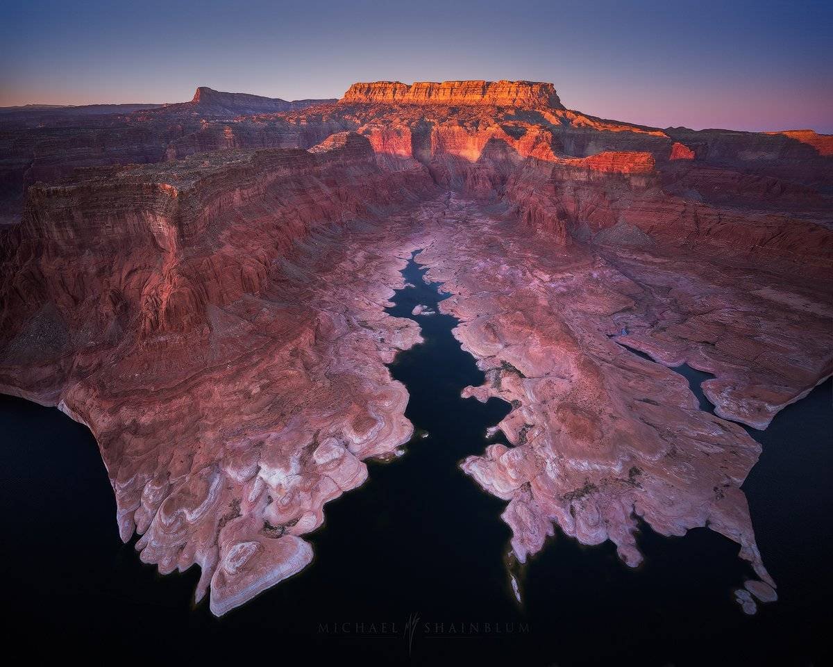 Aerial landscape photograph from lake powell Arizona.