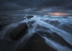 Stormy sunset at La Jolla Coves in San Diego California.