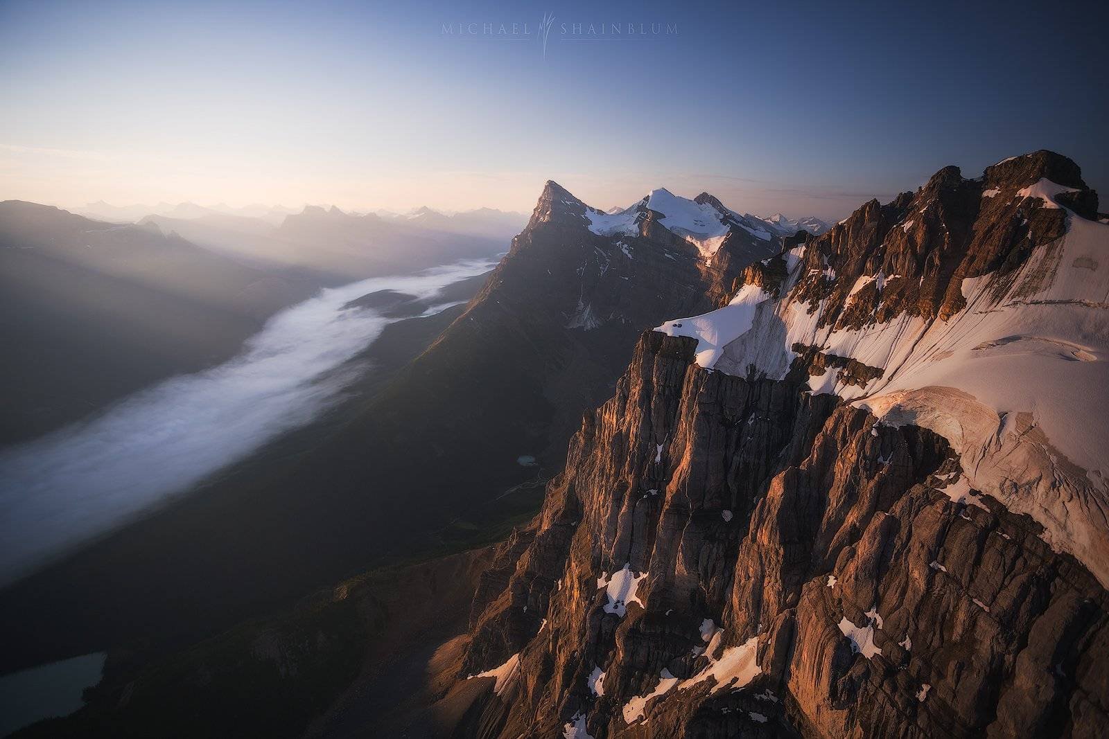 Canadian Rockies aerial photography fog drone landscape commercial cinematography
