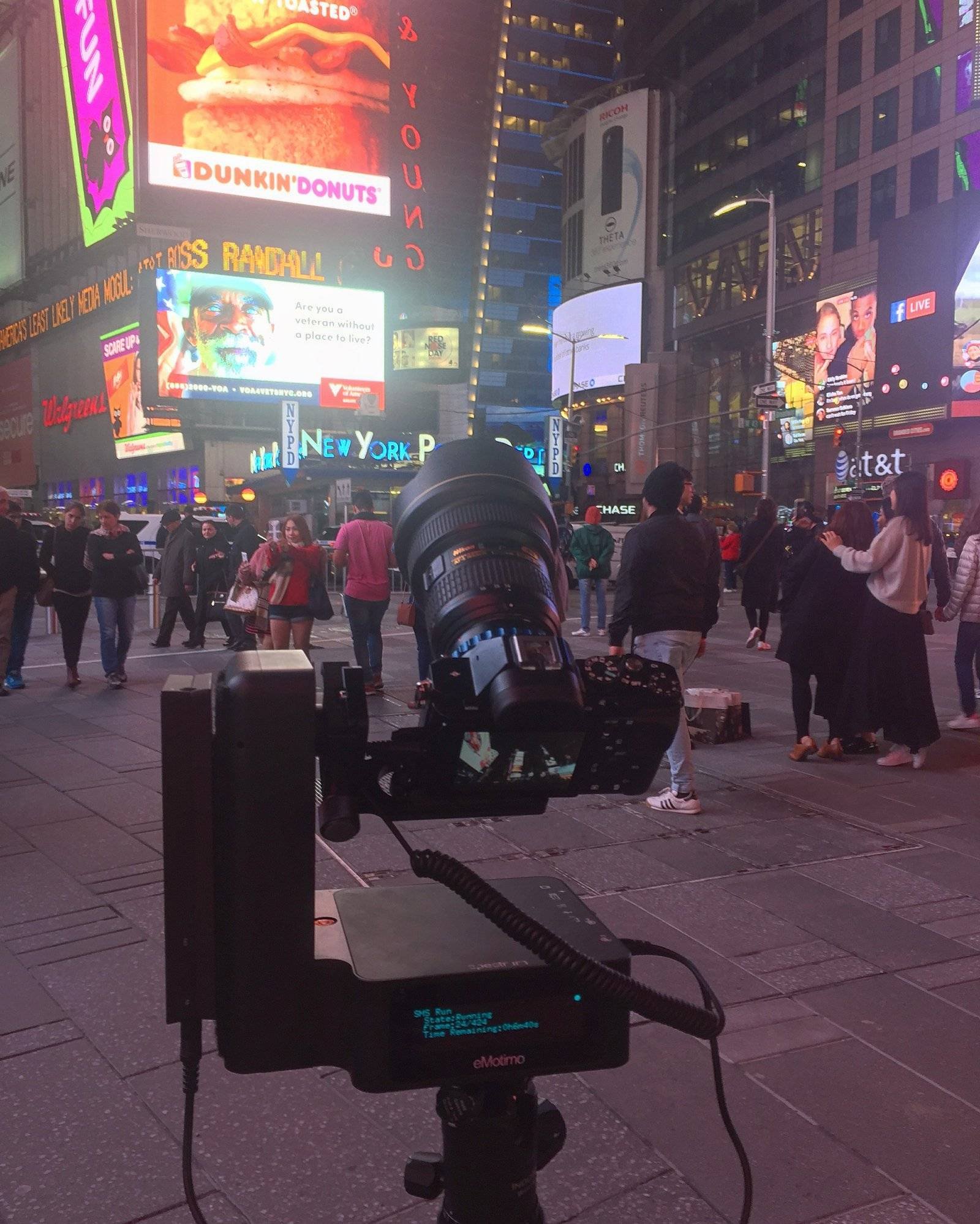 Timelapse photographer on location commercial production behind the scenes
