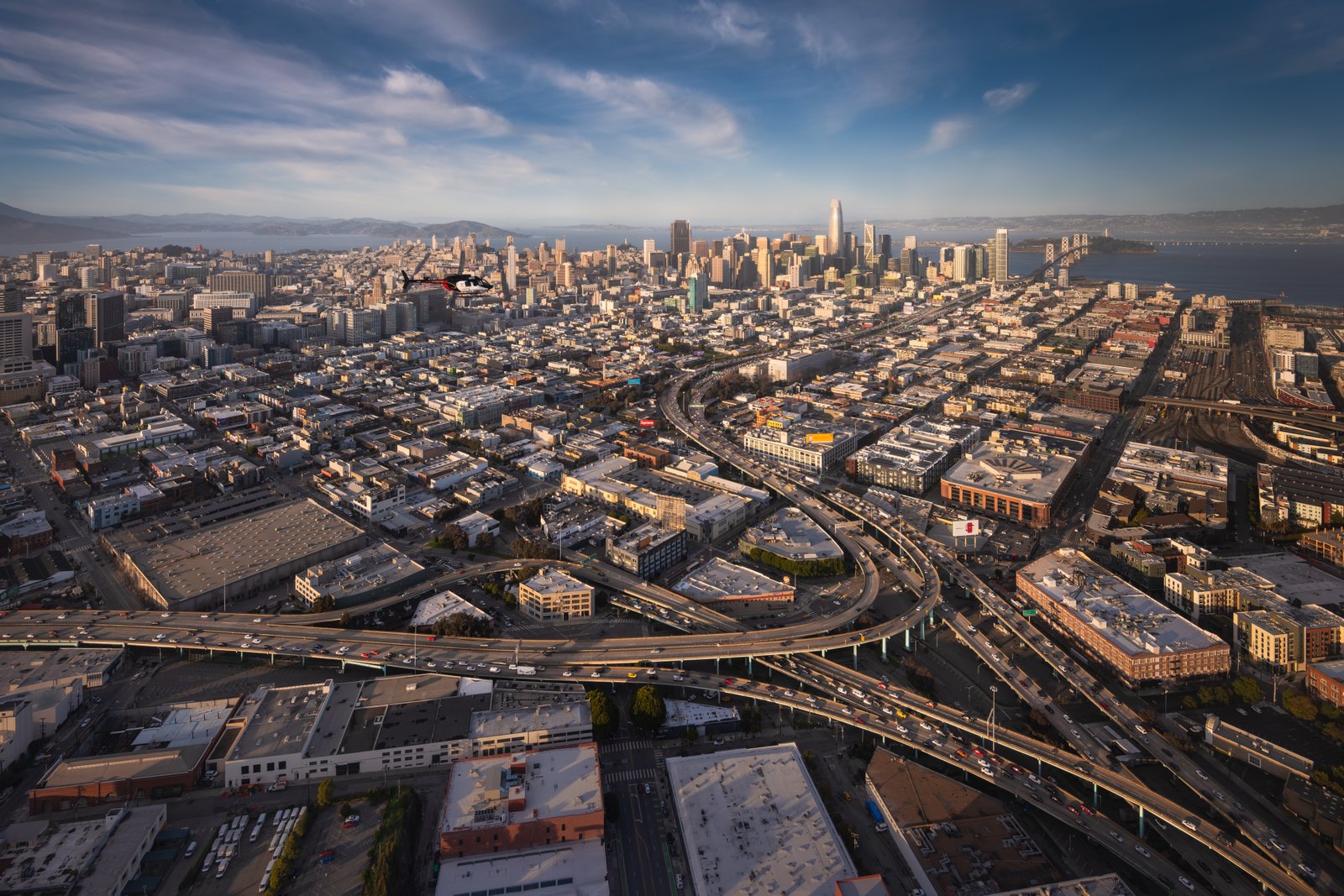 San Francisco air to air aerial photography helicopter Bay Area commercial cinematography